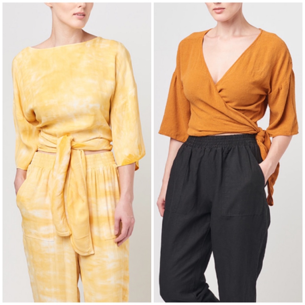 Tina + Jo Reversible Yellow Tie Dye Wrap Crop Top